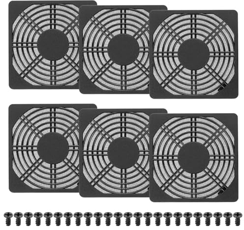PATIKIL 6 Pezzi Griglia Filtro Ventilatore 120mm Copertura Griglia Nero | Ventilazione Plastica Antipolvere, Raffreddamento, Con Viti, Per Officina Industriale Case Computer Frigoriferi