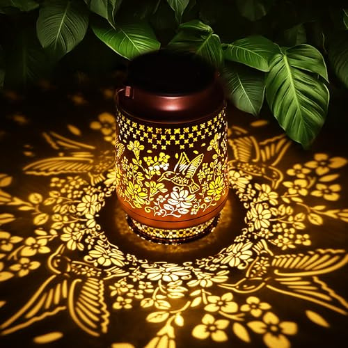 Lanterna Solare da Esterno Colibrì in Metallo, Lampada Solare da Giardino Impermeabile IP65, Lanterne da Esterno Decorative per Balcone, Terrazza e Giardino, Idea Regalo per Donna