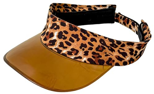 ASFWAGQ Damen Leoparden Sonnenvisier Sonnenhut Leopardenmuster Visor 80er Jahre Modisch Cap Sonnenschutz Sport Strand Sommer für Tennis Golf Freizeit