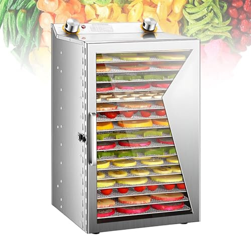 Déshydrateur Commercial, Déshydrateur Alimentaire, 8/12/18 Plateaux, Circulation D’air Chaud 360°, Plateaux Inox, Minuteur Intelligent, Fruits, Légumes, Jerky(18lavers)