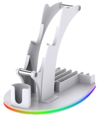 Gaming Accessory Organiser Rack Desktop Display Stand Holder with LED Lights for XSX Game Controllers Headphone Desktop Stand