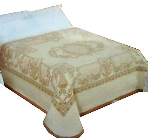 Coperta matrimoniale pura lana vergine Rossella - bianco/beige B907