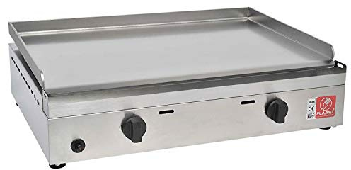 Planza de cocción de acero inoxidable, modelo Alfa para gas GLP (Gas en las bombonas) marca Planet Barbacoa Medida 60 x 40 cm - Placa lisa - Línea profesional