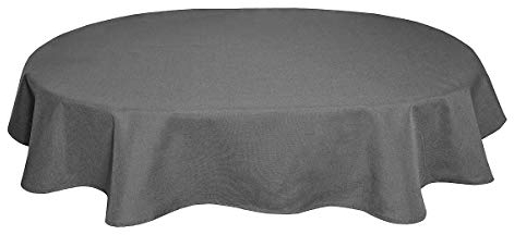Tischdecke Leinenoptik Leinen Lotuseffekt Wasserabweisend Lotus Oval 135x180 cm Grau
