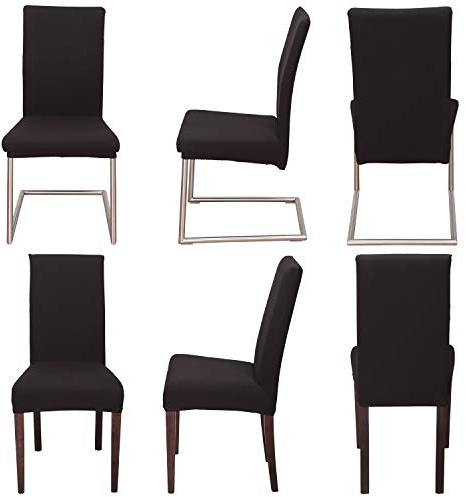Staboos Stuhlhussen 6er Set - Hohe Elastizität - Stuhlbezug 6er Set - ÖKO TEX Zertifiziert (Schwarz)