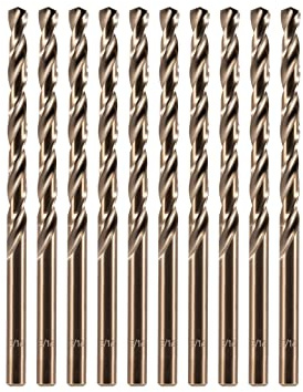 amoolo 3/16 Cobalt Drill Bit (10 Pcs), M35 HSS Metal Drill Bits Set for Hard Metal, Stainless Steel, Cast Iron Box of 10