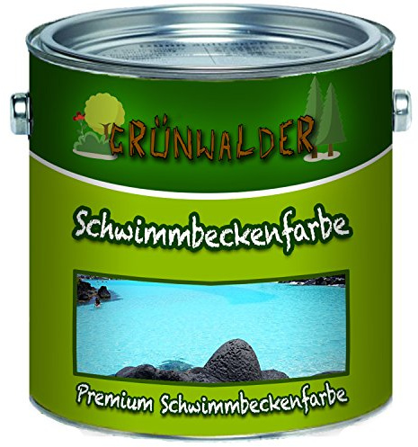 Grünwalder Schwimmbeckenfarbe premium Poolfarbe in Blau Weiß Grün Seegrün Grau Anthrazitgrau Lichtgrau ungiftige, wasserdichte Teichfarbe (1 L, Moosgrün)