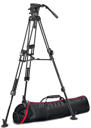 Manfrotto, Fluid-Videokopf 526 mit Fast Twin Videostativ 645, Tripod aus Aluminium, Stativ Profi-Kit DSLR, Kamerastativ für Digitalkamera, Camcorder, Videofilmer, Traglast 16 kg