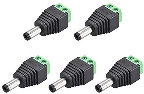 sourcing map 5Pcs 5.5x2.5mm DC Power Jack Plug Adapter Connector for LED Strip CCTV Camera Cable Wire Ends