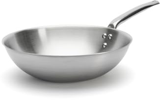 De Buyer - Wok en INOX 3 Couches ALCHIMY - 32 cm - Fabriqué en France, Maîtrise de la Cuisson, INOX 18/10, Tous Feux + Four, Finition Poli Brossé