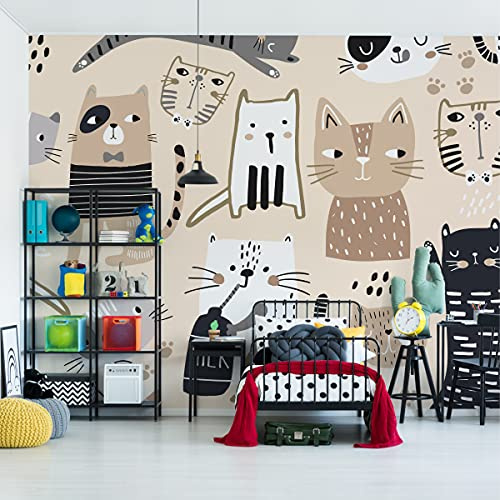 Muralo Papier peint photo non tissé 368 x 254 cm pour enfants Fabuleux chats drôles Papier peint moderne pour chambre d'enfant Papier peint mural XXL 368 x 254 cm (l x H)