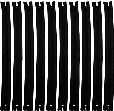 DOITM Reißverschluss Nylon Reißverschlüsse, 20cm lang, 2.5cm breit für Kleidung Tasche Mäppchen Kissenbezug, 10 Stück, Schwarz