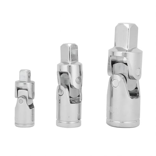 VIFERR 3pcs Universal Joint Socket CRV 1/4 3/8 1/2 360° Universal Drive Joint Adapter Ratchet Socket Set Angle Extension Bar Socket Adapter