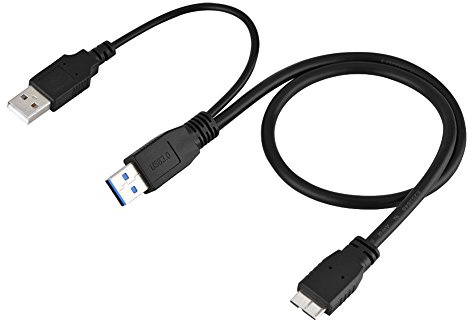 Cavo da USB3.0 a Micro-B, 50 Cm Standard USB 3.0 A Maschio a Micro-B Maschio + Cavo di Alimentazione Maschio a Y per Disco Rigido Mobile HDD/HUB USB