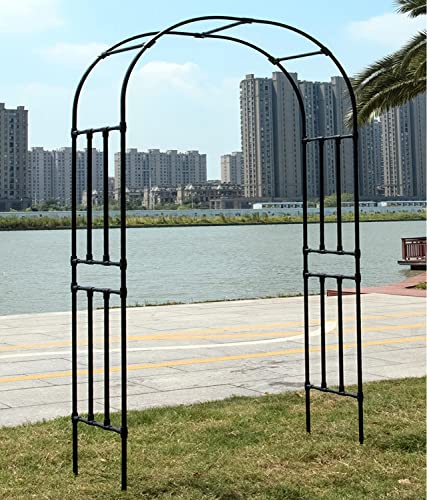 Refue Gartenbogen Rosenbogen Pergola aus Stahl Stahlrohr Torbogen Rankgitter groß Rankbogen Rankhilfe Kletterrosen wetterfest Schwarz Weiss (Farbe : Schwarz, Größe : B200 x H240cm)