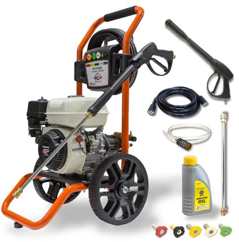 Hidrolimpiadora Gasolina 3200 PSI (220 Bar), Motor Honda GP200 196cc 5.5 HP, Hidrolimpiadora Alta Presión para Construcción, Agricultura y Vehículos, 11 L/min – Waspper GP3300HD