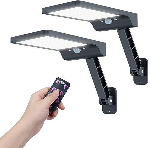 COLBOR SL48 Solarlampen für Außen mit Bewegungsmelder Fernbedienung (2PCS) | Solarleuchte mit Fernbedienung, 3 Modi, IP65 wasserdicht – LED-Aussenleuchte Solar für Garten, Hof, Terrasse