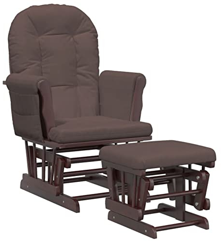 Tidyard Gungstol med pall, relaxfåtölj, gungstol, relaxstol, svängstol, fåtölj, amningsstol, glidande svängstol, vilstol, maximal lastkapacitet (per säte): 110 kg brun