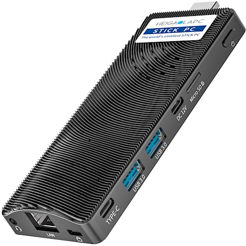 HEIGAOLAPC Mini PC Stick Lüfterloser Win 11 Pro, N4000 4GB 64GB Micro Computer mit HDMI 4K Dual Display, Gigabit Ethernet, WiFi5, USB PD3.0 unterstützen eMMC für Business Office Industrial IOT-2