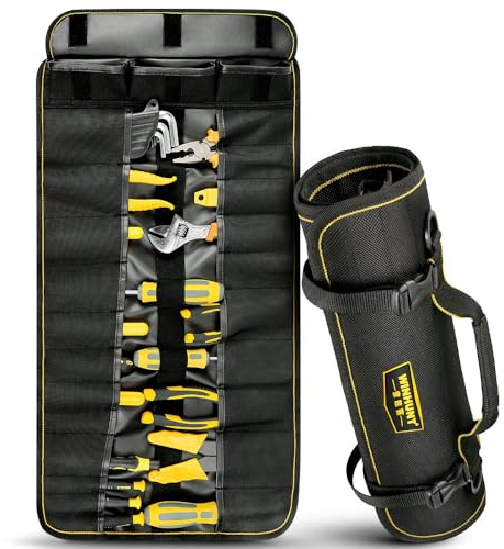 WINHUNT Werkzeugrolle, Werkzeugtasche 25 Taschen Werkzeug Rolltasche 68.5cm x 36cm, für Heimwerker, Elektriker, Tischler, Mechaniker (25 Pockets)