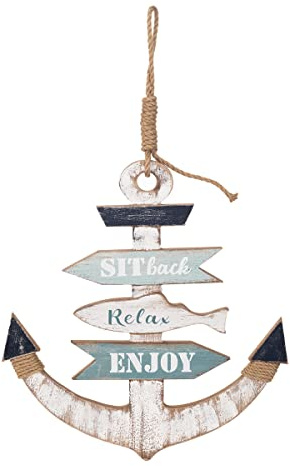 ROCKING GIFTS Wanddeko Anker mit Sprüchen, Holz, 37X40 cm