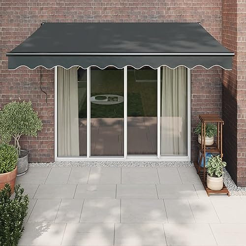 Festnight Toldo Retráctil de Pared, Toldo Manual Retráctil de Aluminio y Tela, Toldo para Patio Balcón Terraza y Jardín, Gris Antracita 3x2,5 m Type 2