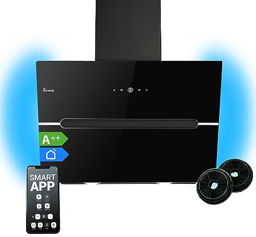 KKT KOLBE Dunstabzugshaube 60 cm | Umluft | Abluft | Kopffrei | Wandhaube | Schwarz | Glas | Smart WiFi App | WLAN | RGBW-LED-Beleuchtung | ECCO609SHCM