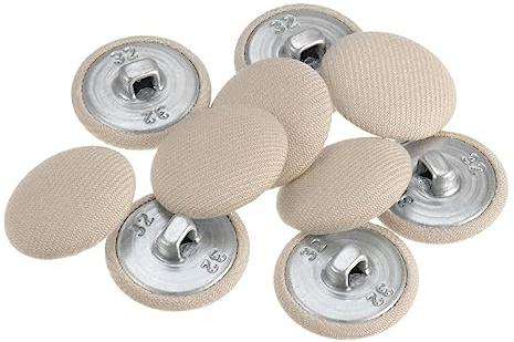 sourcing map 10 Stück 20 mm Knöpfe Beige mit Stoffüberzug, Vintage Stoffknöpfe Bezogen Nähknöpfe Runde Retro Bastelknöpfe Metallschaft für Mantel Strickjacke Anzüge Kleider Blusen