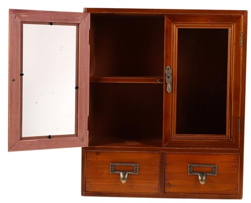 KICHOUSE Vintage Holzwandschrank Mit Doppeltür Vielseitiger Aufbewahrungsschrank Aus Massivem Holz Dekoratives Wandregal Für Schlafzimmer Und Wohnzimmer Robustes Vintage Design