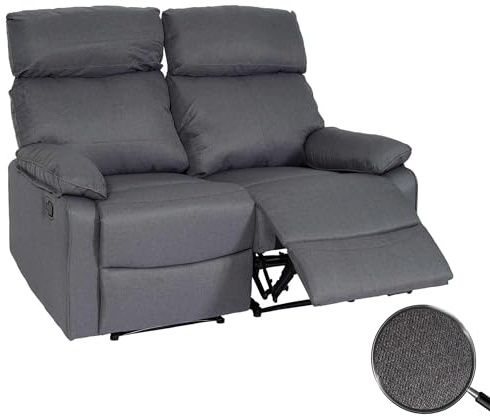Mendler HWC-L93 - Sillón de cine (2 unidades, con reposabrazos, suspensión nosag, tela), color gris oscuro