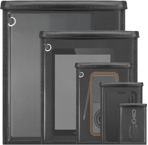 Faraday-Tasche, Faraday-Schlüsselanhänger, Faraday-Tasche für Handy, Laptops, Tablets, Radio- und Autoschlüssel, wasserdicht und wasserabweisend, Faraday-Käfig, Schwarz, 5 Sizes, Travel