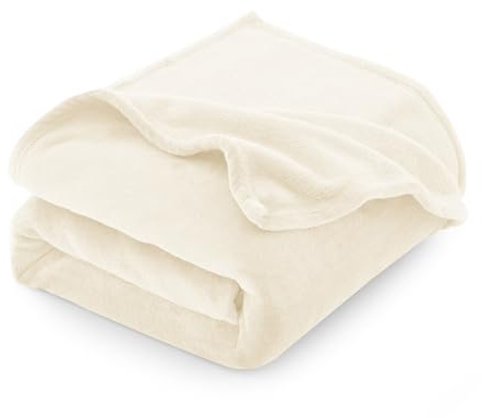 CozyLux Kuscheldecke Flauschig Decke Sofa 130x150 cm für 4 Jahreszeiten - Weich/Warm/Leicht Sofadecke Wohndecke Couchdecke für Sofa/Couch/Bett, Flanell Fleecedecke 150x130 cm Creme