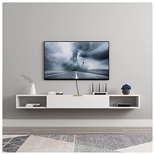 Schwebender Schrank, Entertainment-Center-Einheit, Wandregal, für Spielekonsole/Projektor/PS4/Bücher und Dekorationen/E / 100×20×18cm (C 140×20×18cm)