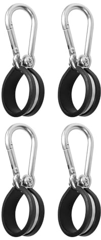 4 abrazaderas de cable de goma con mosquetón – 40 mm abrazaderas de tubo de acero inoxidable con inserto de goma, abrazaderas P Clips de manguera, alambre de metal