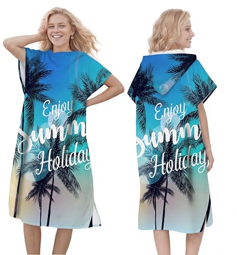 LOMTRATS Poncho da surf ad asciugatura rapida, fasciatoio, accappatoio, asciugamani sportivi per nuotatore, con cappuccio per adulti, nuoto, spiaggia, surf, immersioni, bagno (Adult-L)