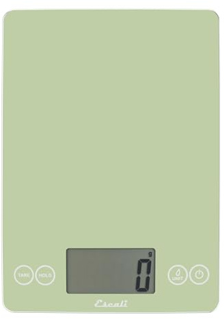 Escali Arti Glass Food Scale Digital Countertop Kitchen, Baking and Cooking Scale with Large Display, 15-Pound Capacity, 9 x 6.5 x .75, Classic Green