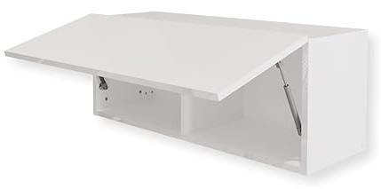 Hängeschrank Schrank Hochglanz Weiß 90 x 35 x 32 cm (BxHxT) Wandschrank für Wohnzimmer Klapphängeschrank Wandregal Aktenschrank Oberschrank