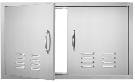 VEVOR BBQ Access Door 914x534mm Stainless Steel Flush Mount With Handles and Vents for BBQ Island, Grilling Station, Outside Cabinet
