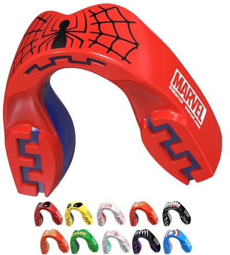 Marvel Spider-Man Sport Protège-Dents/Gouttière Coque Dentaire Protege Dent. Protection intégrale pour Tous Les Sports, notamment Le Rugby, MMA, Hockey, Judo, Karate, Les Arts Martiaux et la Boxe