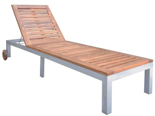 Outdoor Chaiselongue Sonnenliege mit 2 Rollen und verstellbarer Rückenlehne für Strand, Hof, Pool, 207 cm Terrasse Garten Rasen Möbel
