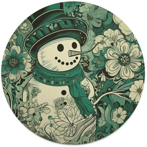 Rundes Strandtuch, Schneemann mit grünen Blumen, bedruckte Reisedecke, personalisierte Decke, Yoga-Decke, Mikrofaser, Strandtuch, dicke Tischdecke, Unisex
