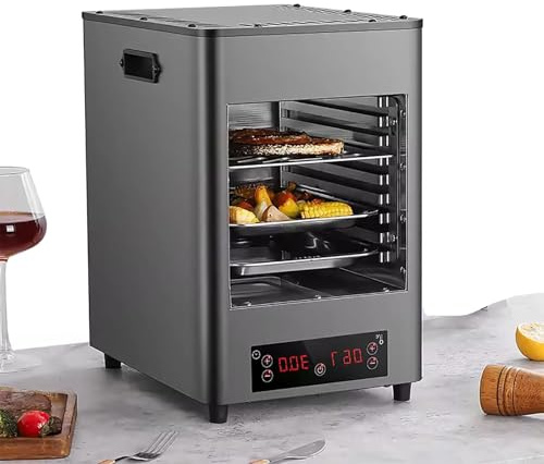 HLGKBY Parrilla eléctrica para Carne de 1700 W, Horno portátil de Acero Inoxidable para Interior, Temperatura de Tiempo Ajustable, calienta hasta 200-1450 ℉ Grados, para Barbacoa, Parrilla, Tostadas,