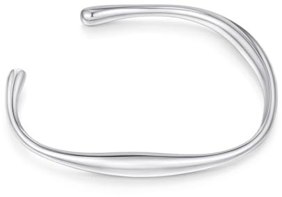 LILIE&WHITE Armreif Damen-Armband Silber, Minimalistisches Offenes Design, Hochglanzpoliert, Eleganter Schmuck für Alltag und Besondere Anlässe