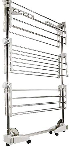 WODFARR - Tendedero de ropa vertical y extensible, tendedero de secador, tendedero plegable, alas laterales de 4 niveles para uso interior y exterior (82 x 50 x 142 cm)