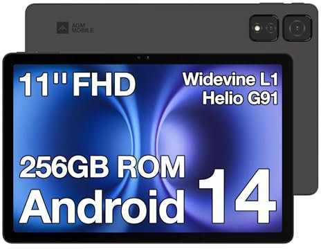 AGM Tablet Android 4G LTE Libre, 8GB RAM 256GB ROM, Tablet 11 Pulgadas Pantalla Táctil IPS FHD Widevine L1, MediaTek Helio G91, Batería 12H, 2GHz Tableta 2025