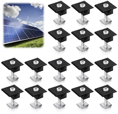 16pcs Solar Endklemmen, 30mm Solarmodul Halterung Set, Solar Aluminium Mittelklemme, Befestigung Solarmodul, Modulklemmen Solar, Solarpanel Halterung Zur BefestigungVonSolarmodulen Solarpanel,Schwarz