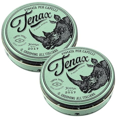Tenax Pomata per capelli a tenuta extra forte, 125 ml, pomata a base d'acqua da uomo con tenuta salda e alta lucentezza, cera per capelli da uomo, ideale per capelli secchi o umidi (confezione doppia)