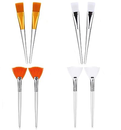 Face Mask Brushes - 8pcs Soft Facial Fan Brush - Face Mask Applicator Brush with Clear Plastic Handle,Professional Fan Brush - multifunction Cosmetic Brush,For Applying Facial Mud Mask,Body Lotion