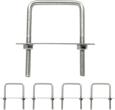 duoyif U-Bolzen M6 5Stk 50mm x 80mm U Bolzen Quadratisch, Bügelschraube U Bügel, U-Schrauben Edelstahl Mit Mutter Rahmenplatte, U Bügelbolzen Für Rohr Befestigung Auto Abschleppen (M6 50x80mm)