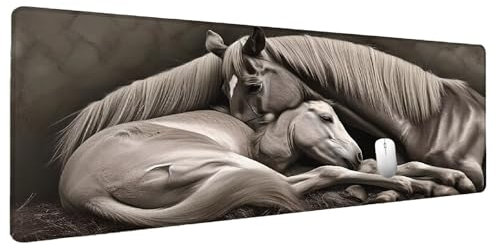 Grau Mauspad Groß Mousepad XXL 1500x800mm Horse Mauspad Gaming Zubehör Gadgets, Desk Mat Schreibtisch Deko Schreibtischunterlage, Spezielle Oberfläche Wasserdicht Maus Pad Rutschfeste Gummibasis X-3